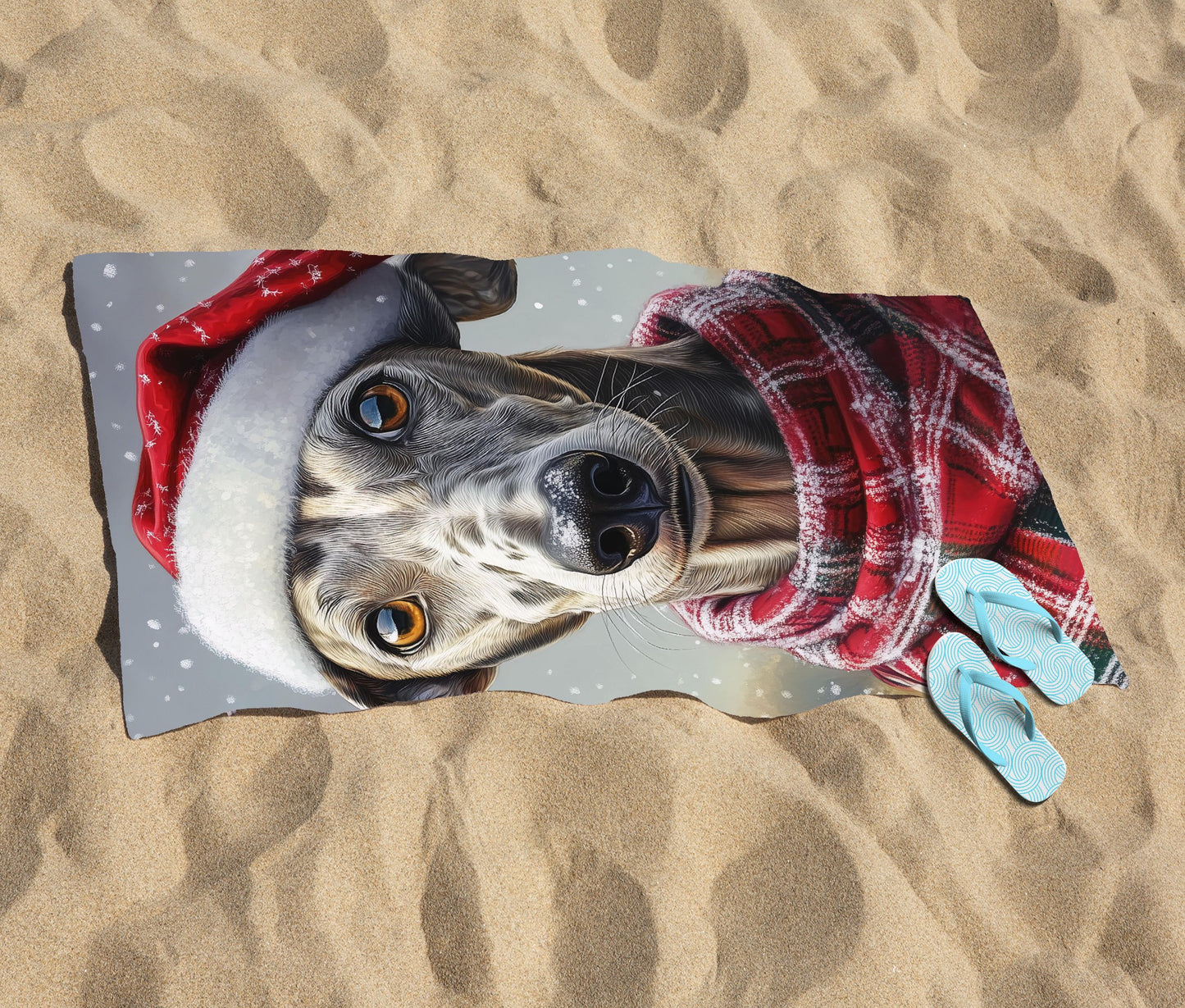 Snowy Christmas Greyhound Beach Towel