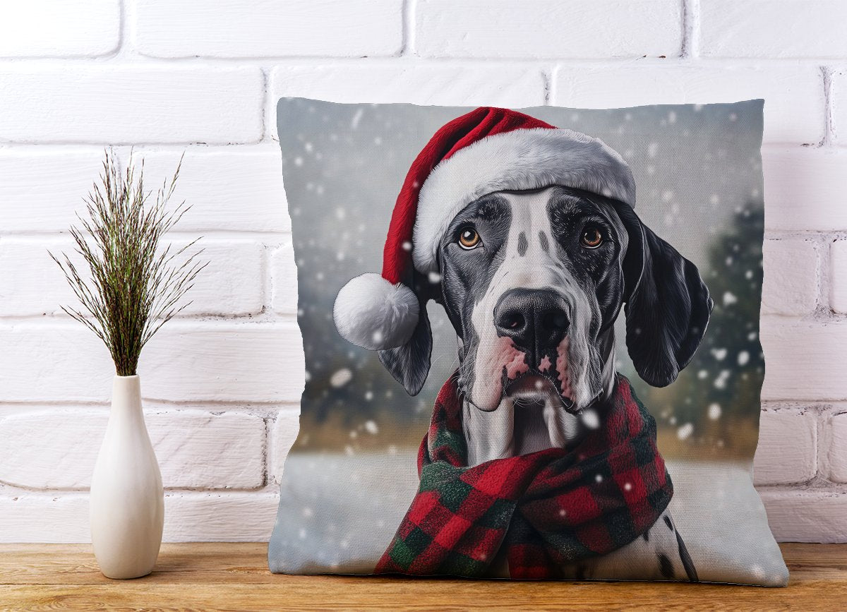 Snowy Christmas Great Dane Cushion