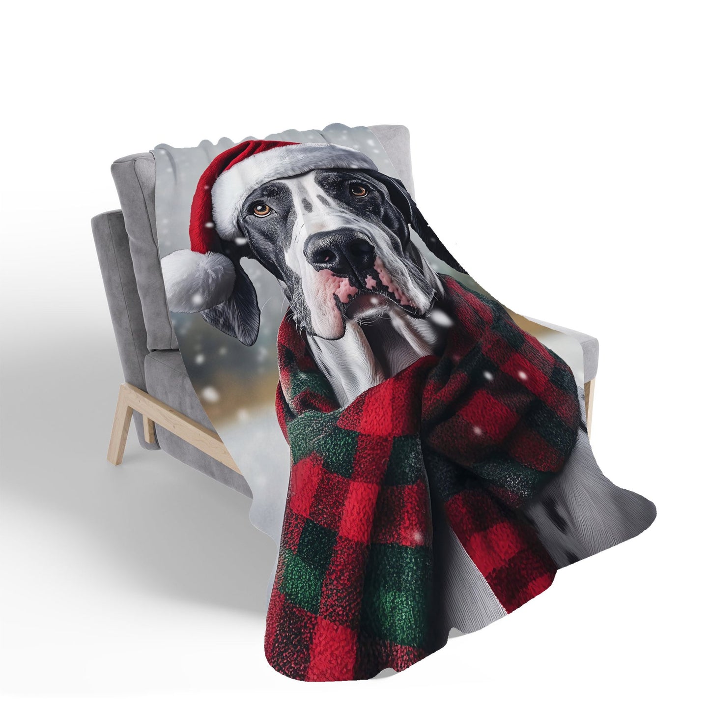Snowy Christmas Great Dane Sherpa Blanket