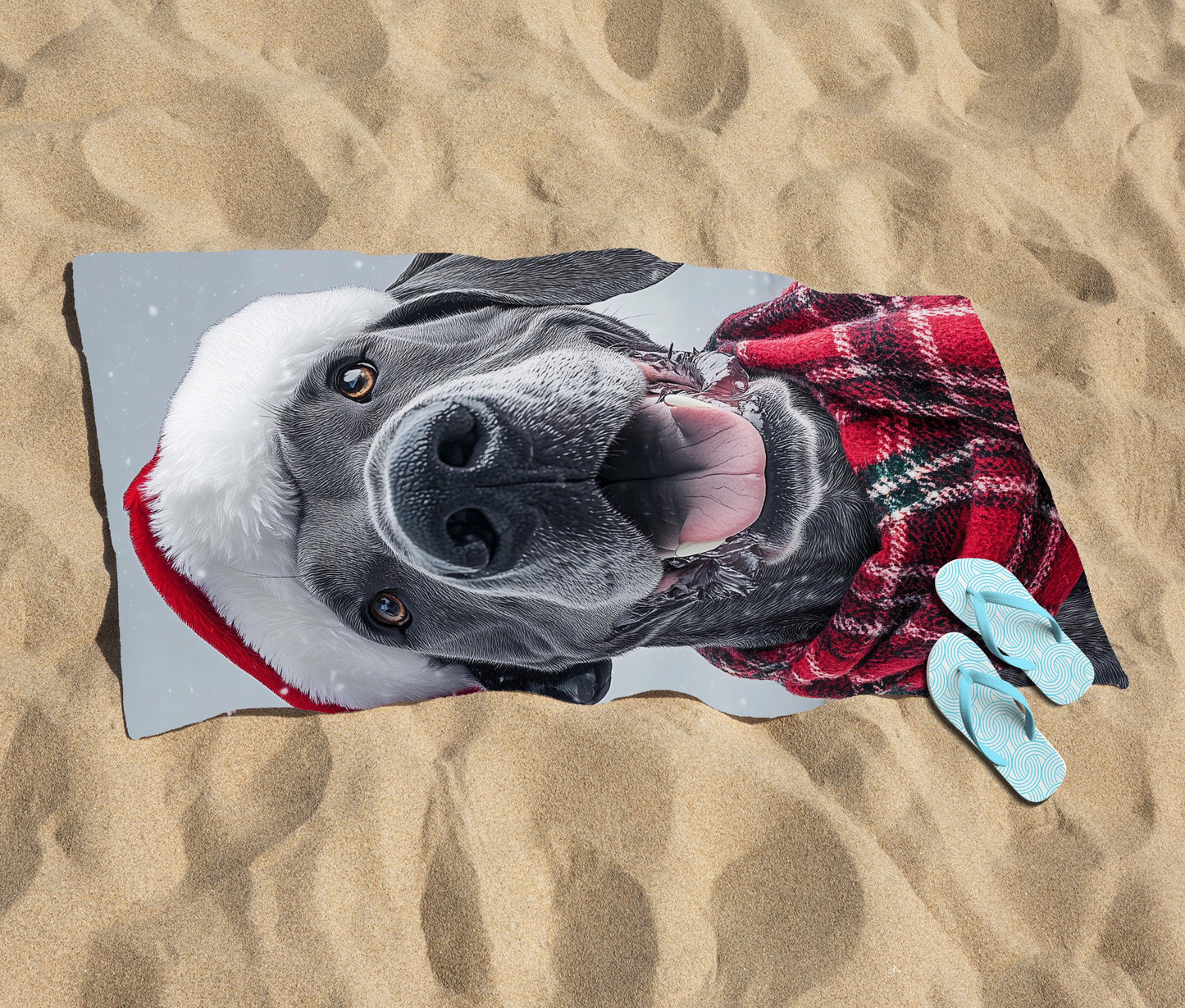 Christmas Great Dane Beach Towel