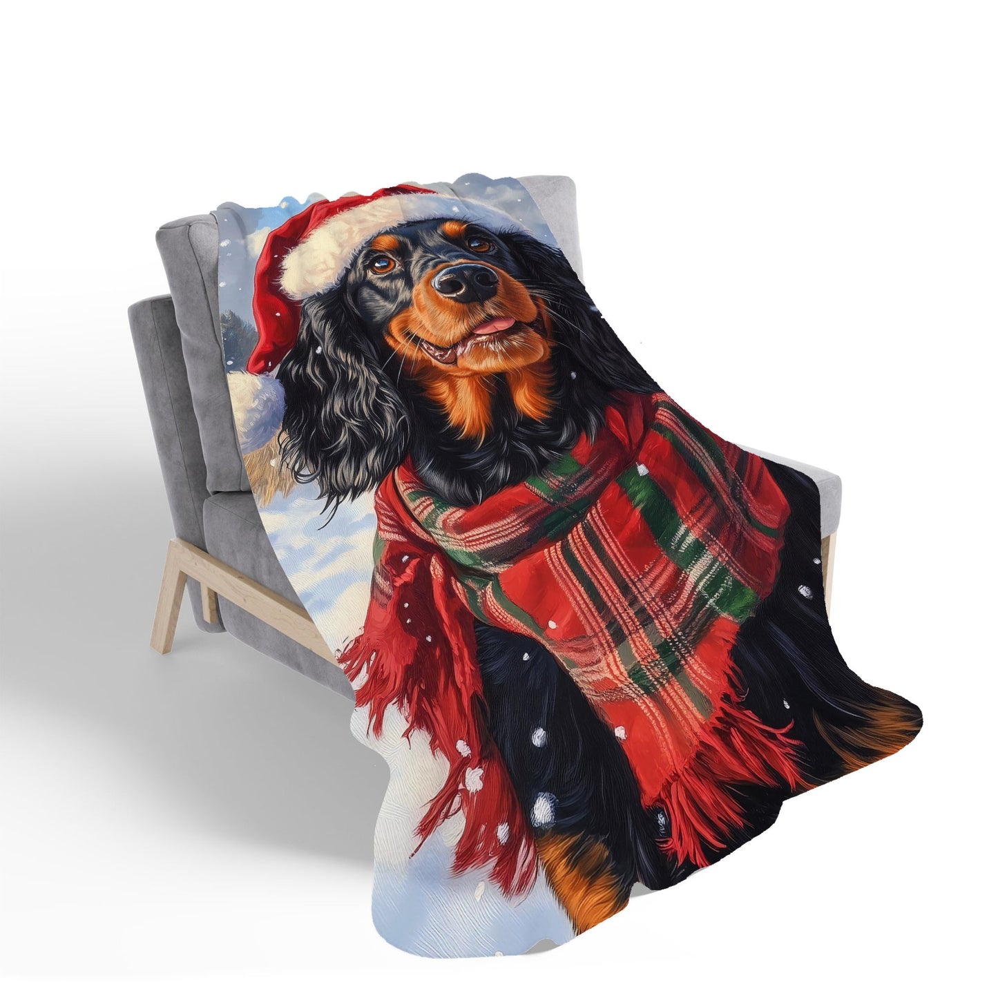 Snowy Christmas Gordon Setter Sherpa Blanket