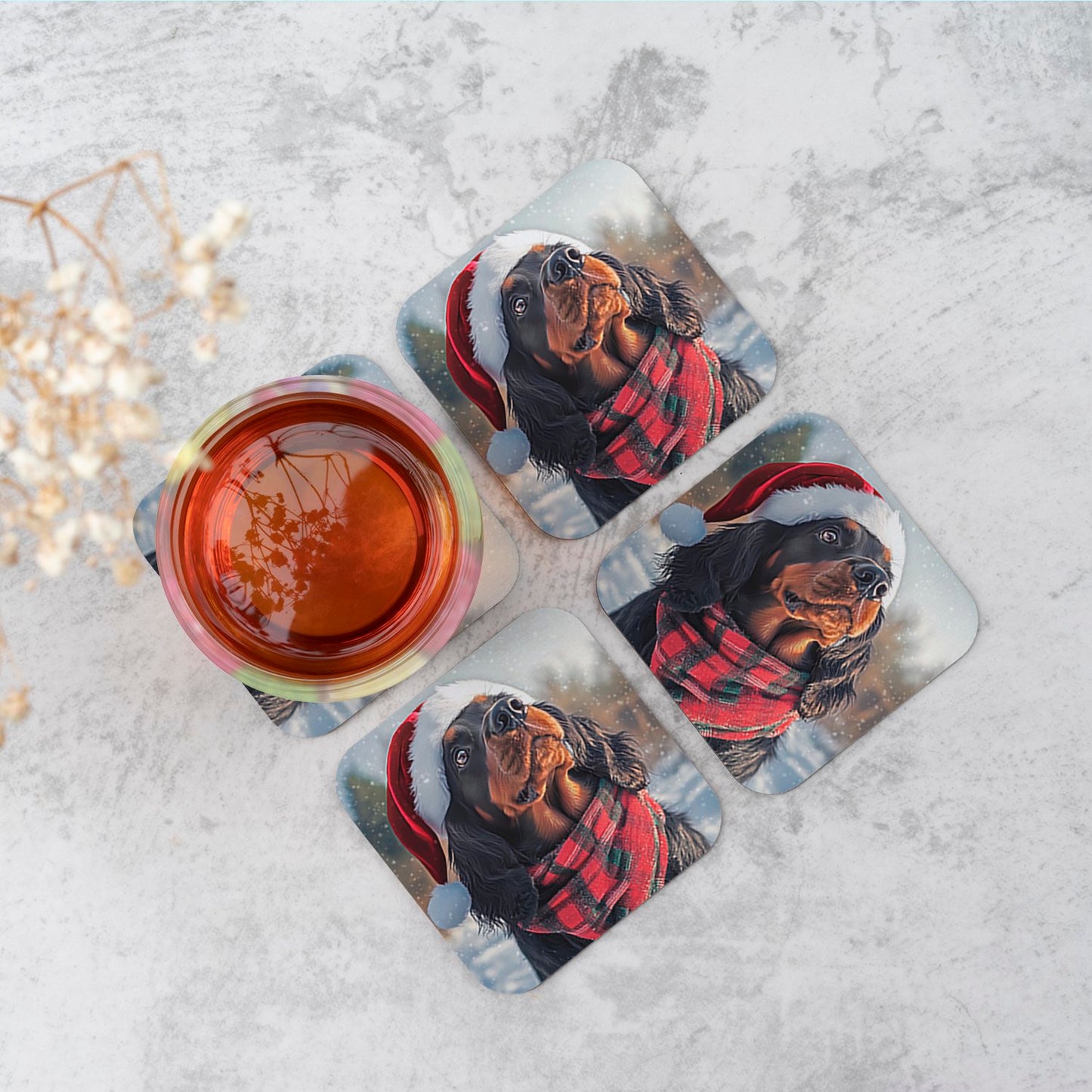 Christmas Gordon Setter Coasters