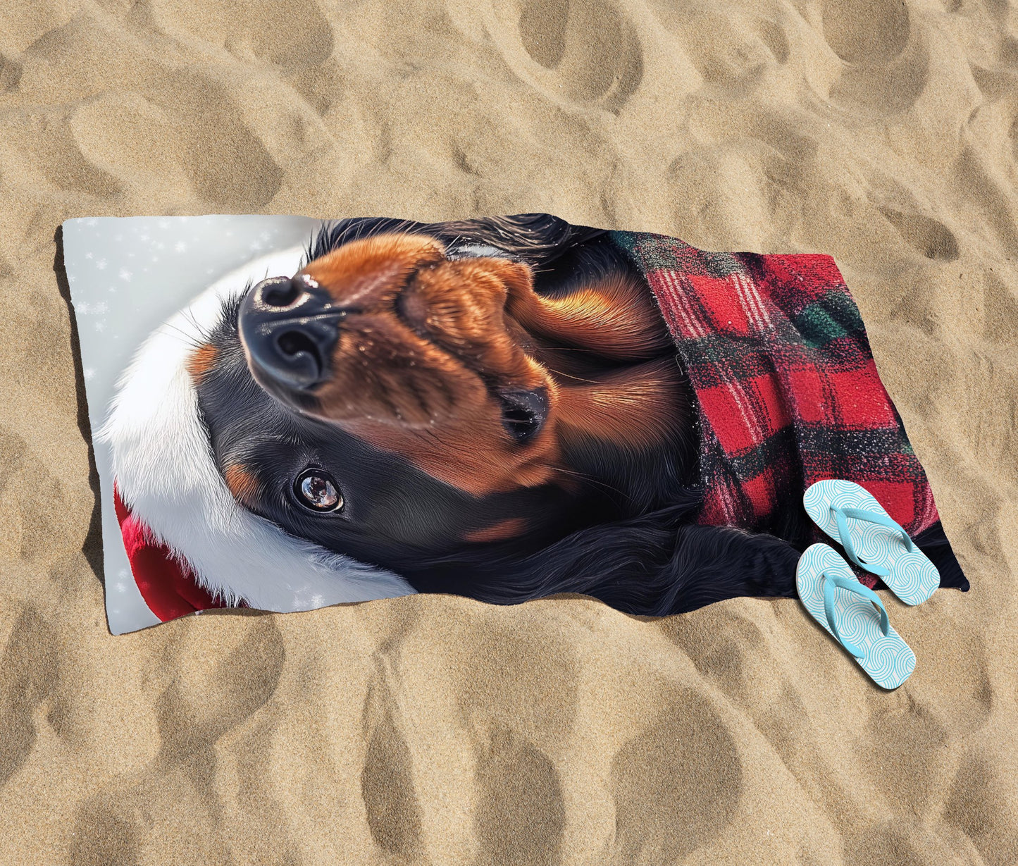 Christmas Gordon Setter Beach Towel