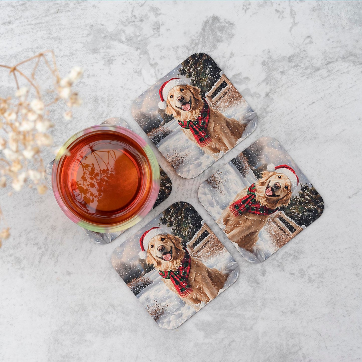 Christmas Golden Retriever Coasters
