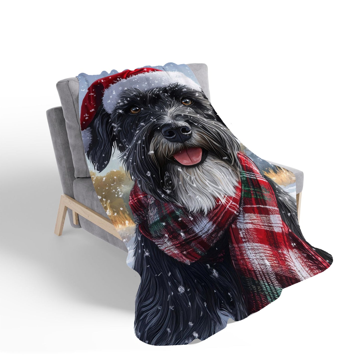Snowy Christmas Giant Schnauzer Sherpa Blanket