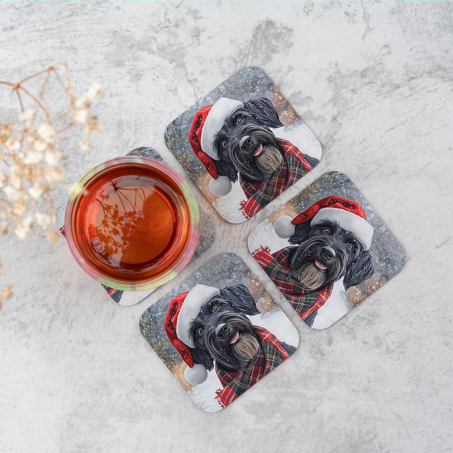 Christmas Giant Schnauzer Coasters