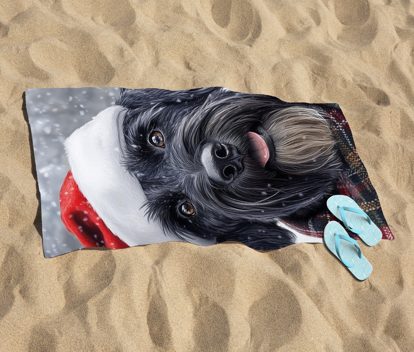 Christmas Giant Schnauzer Beach Towel