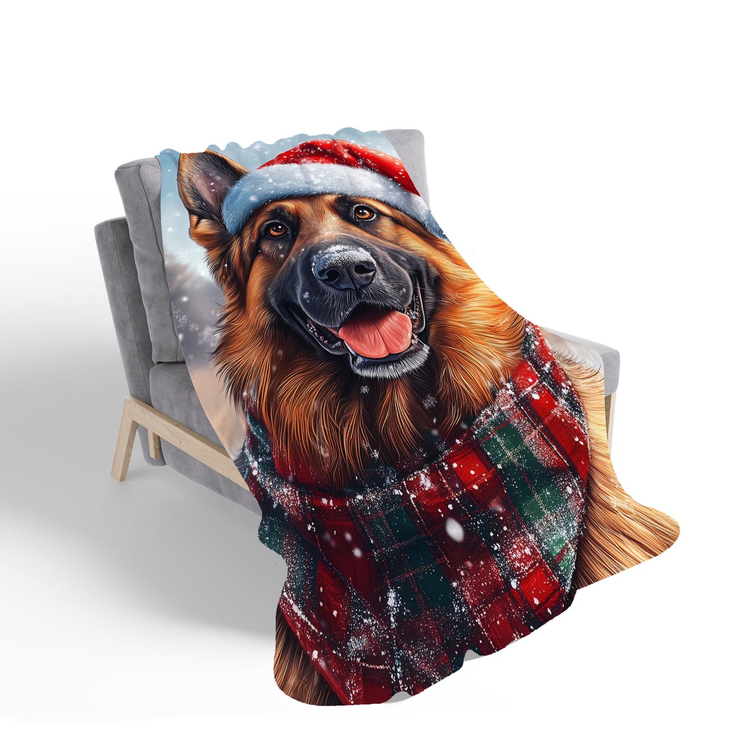 Christmas German Shepherd Sherpa Blanket