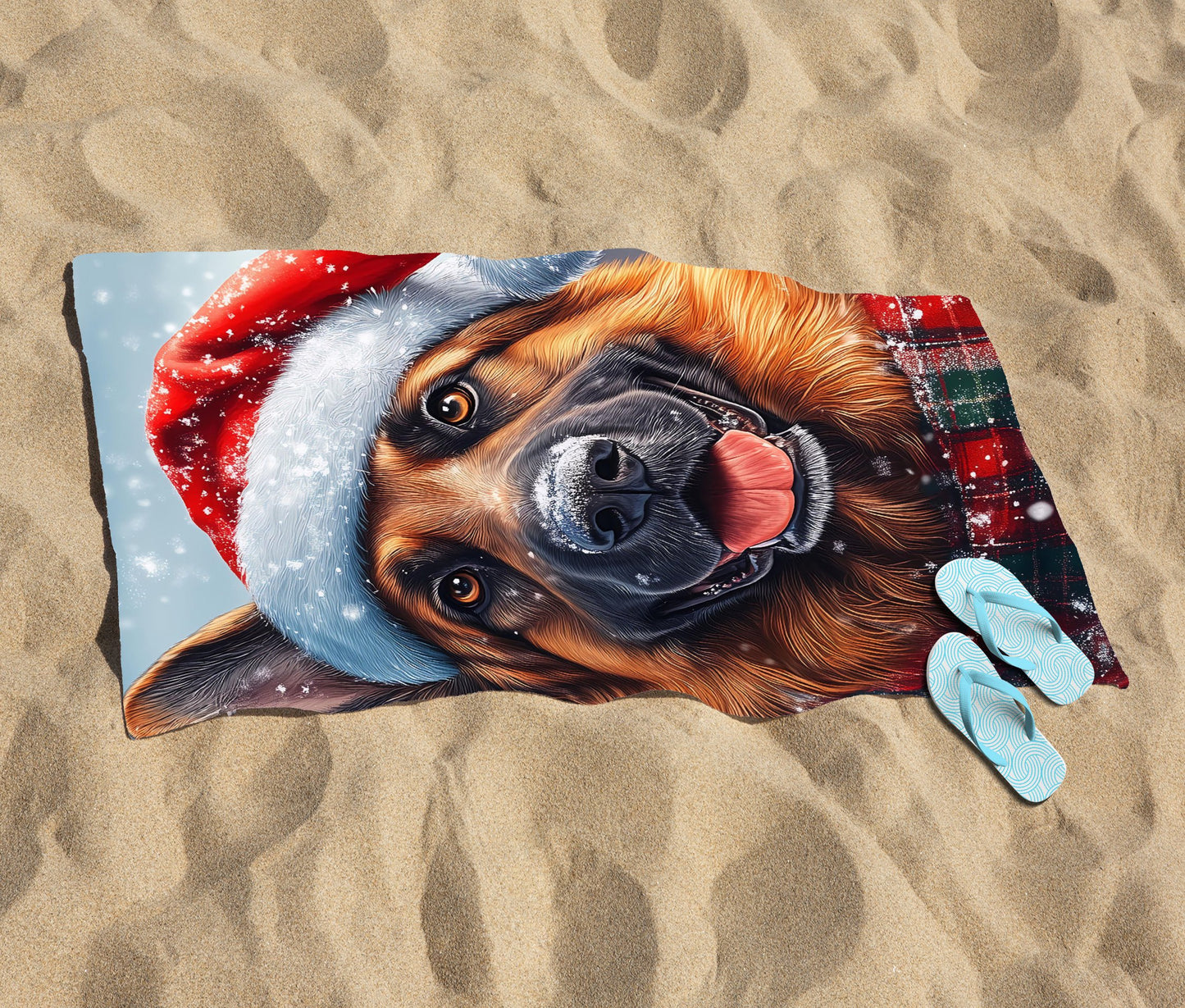 Christmas German Shepherd Beach Towel
