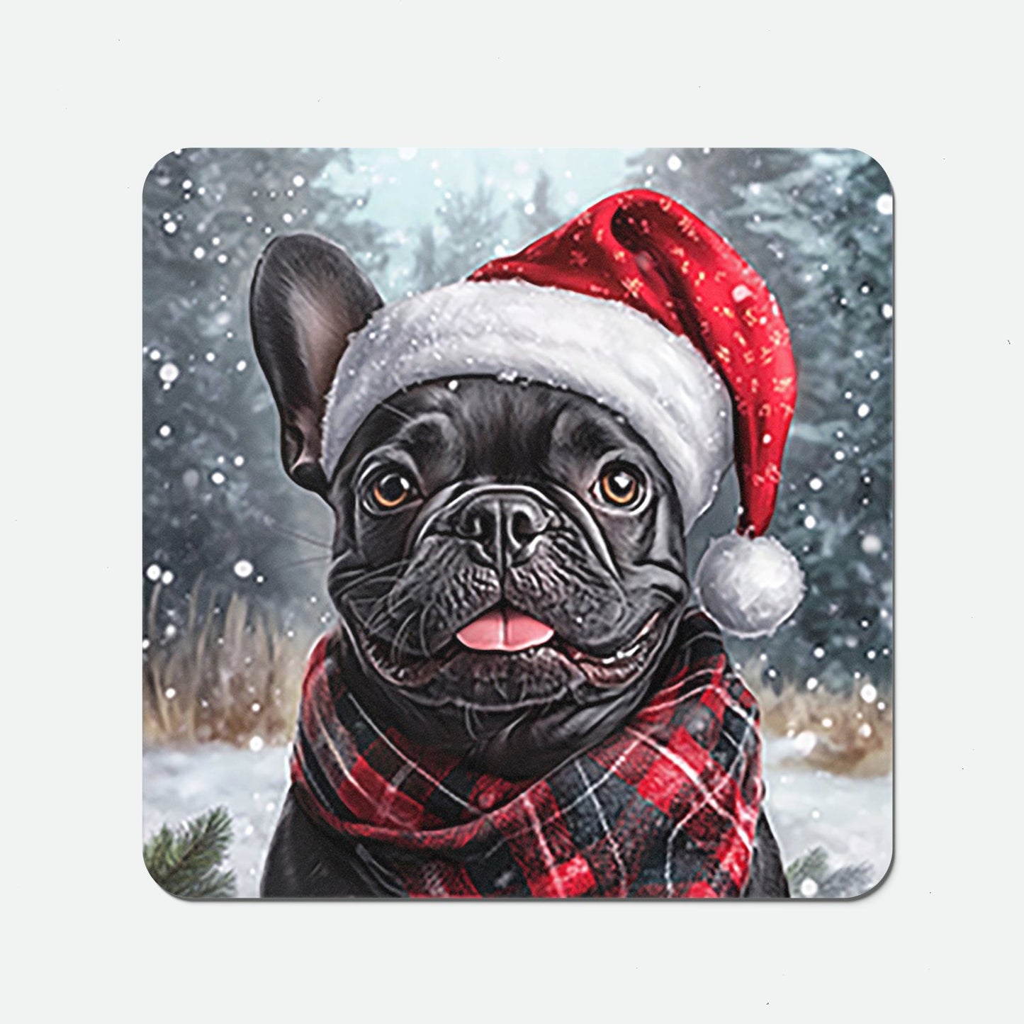 Snowy Christmas French Bulldog Coasters