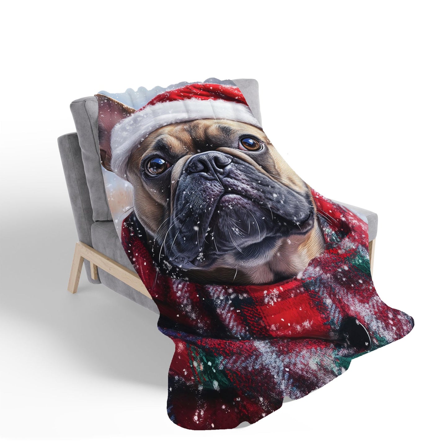 Christmas French Bulldog Sherpa Blanket