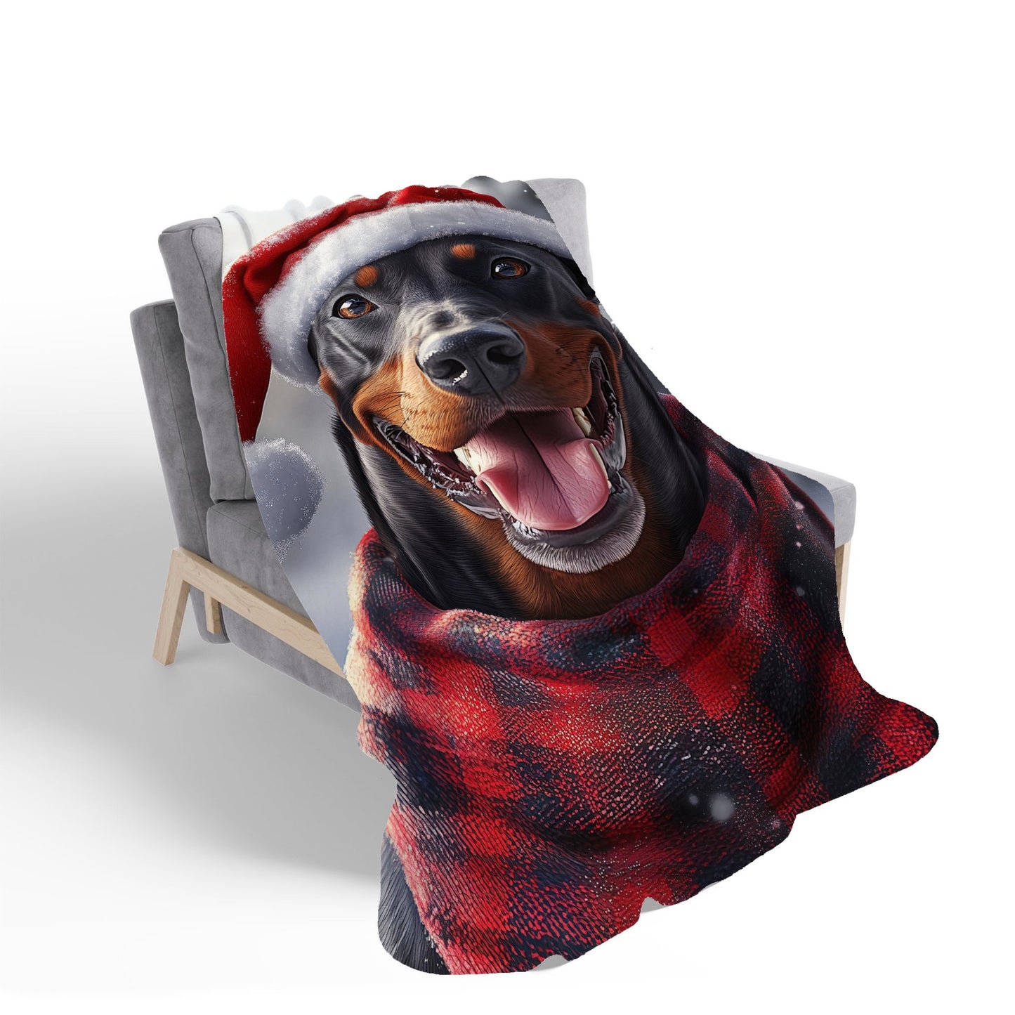 Christmas Doberman Sherpa Blanket