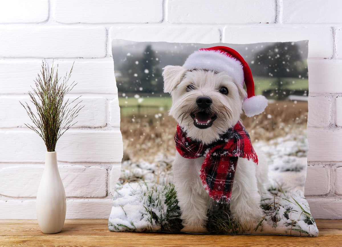 Christmas Dandie Dismount Terrier Cushion