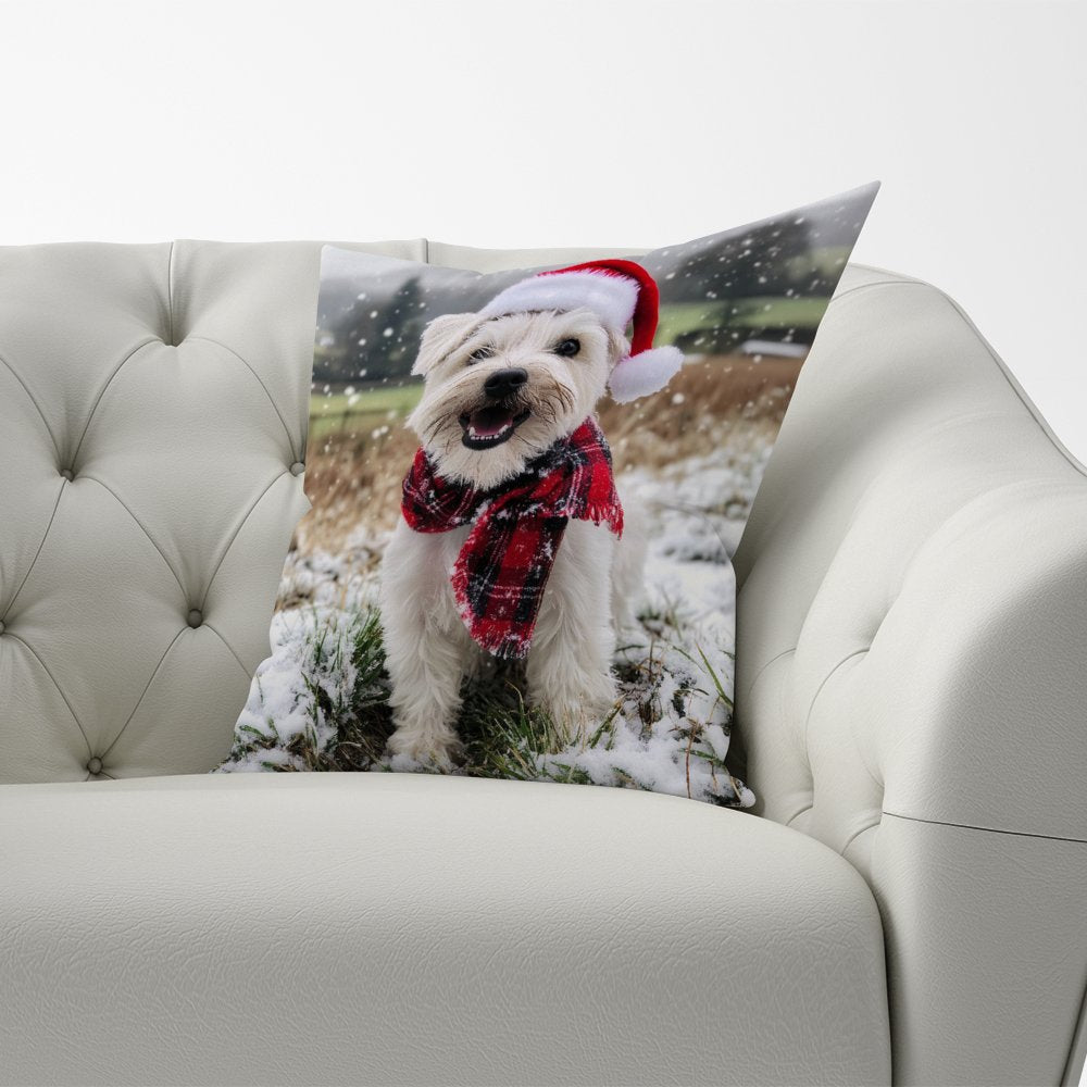 Christmas Dandie Dismount Terrier Cushion