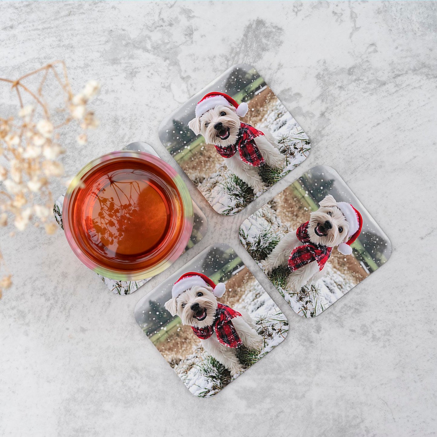 Christmas Dandie Dismount Terrier Coasters