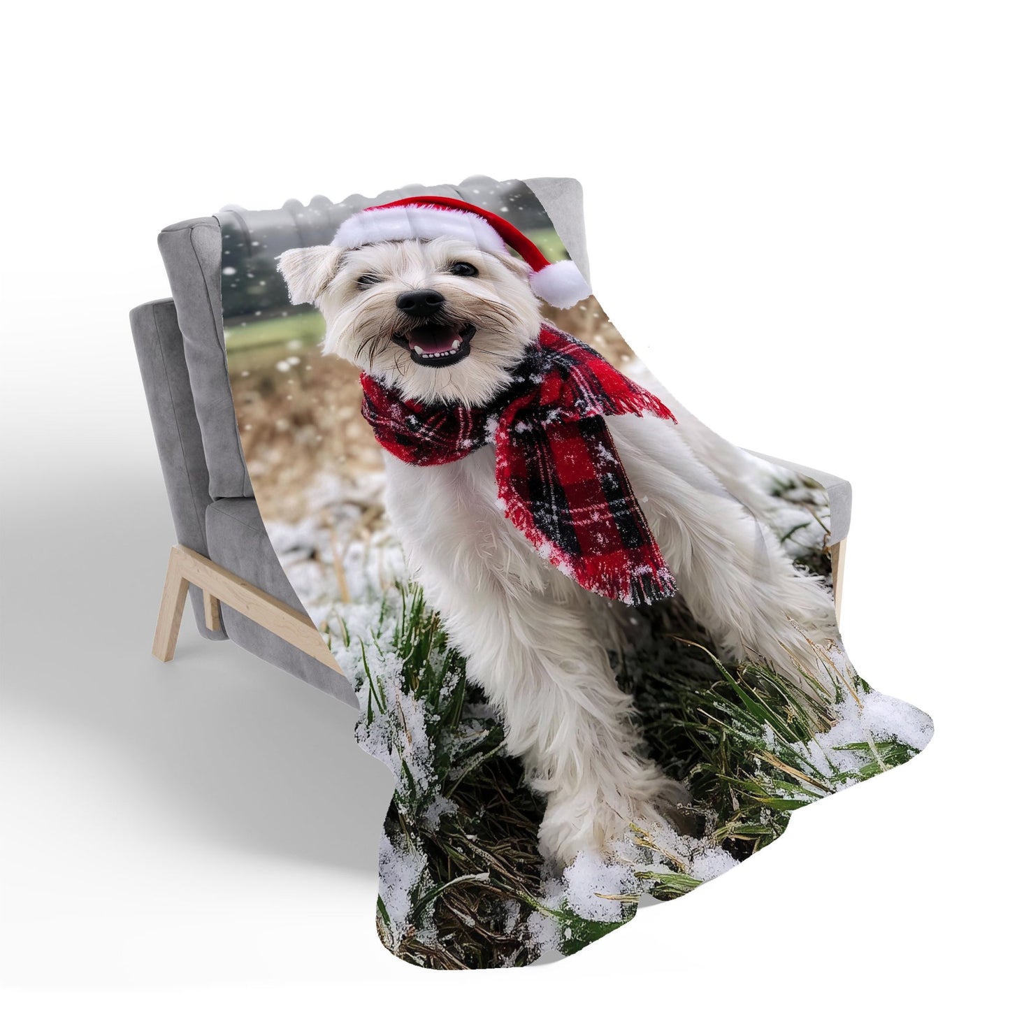 Christmas Dandie Dismount Terrier Sherpa Blanket