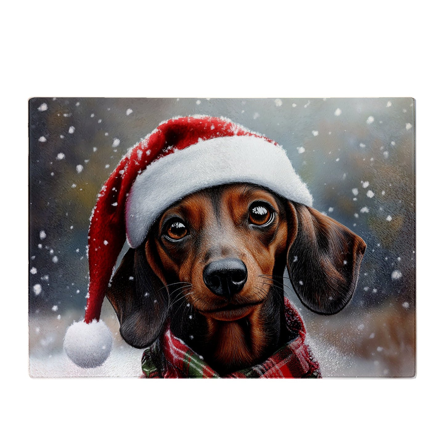 Christmas Dachschund Glass Chopping Board