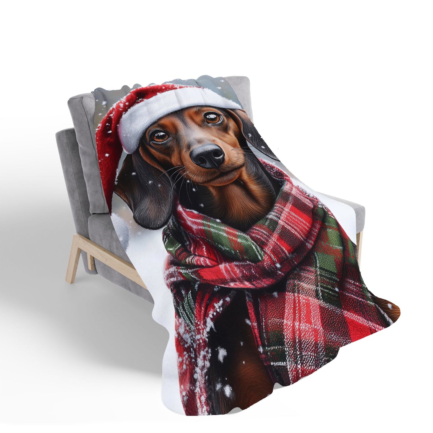 Christmas Dachschund Sherpa Blanket