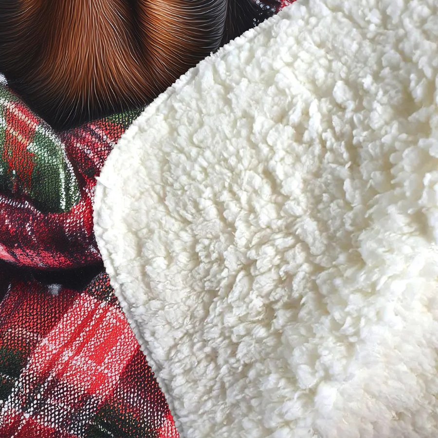 Christmas Dachschund Sherpa Blanket