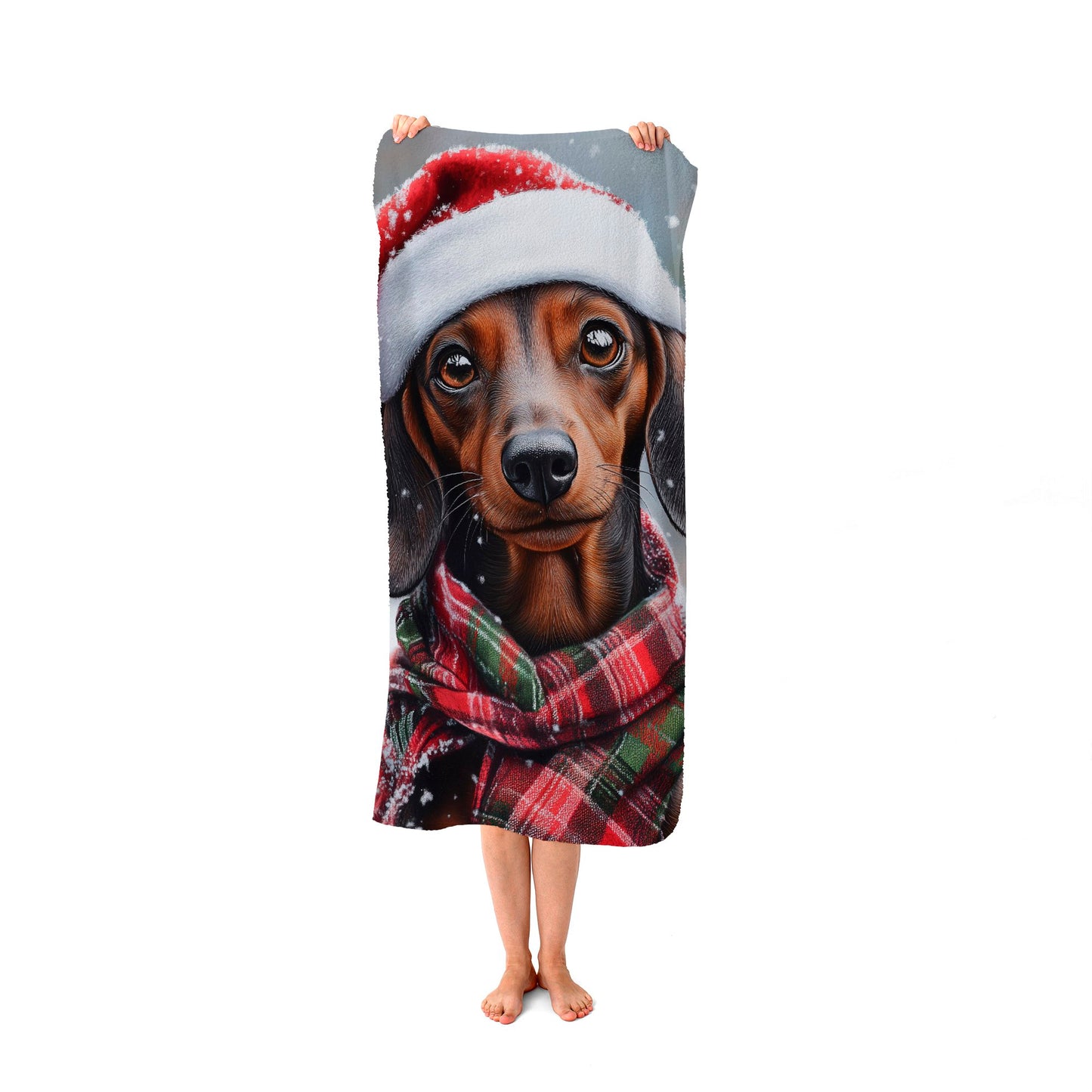 Christmas Dachschund Beach Towel