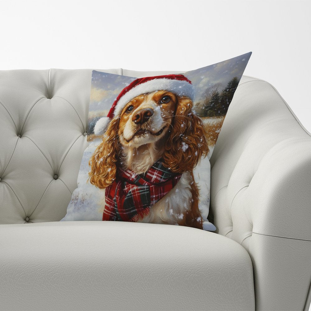 Snowy Christmas Cocker Spaniel Cushion