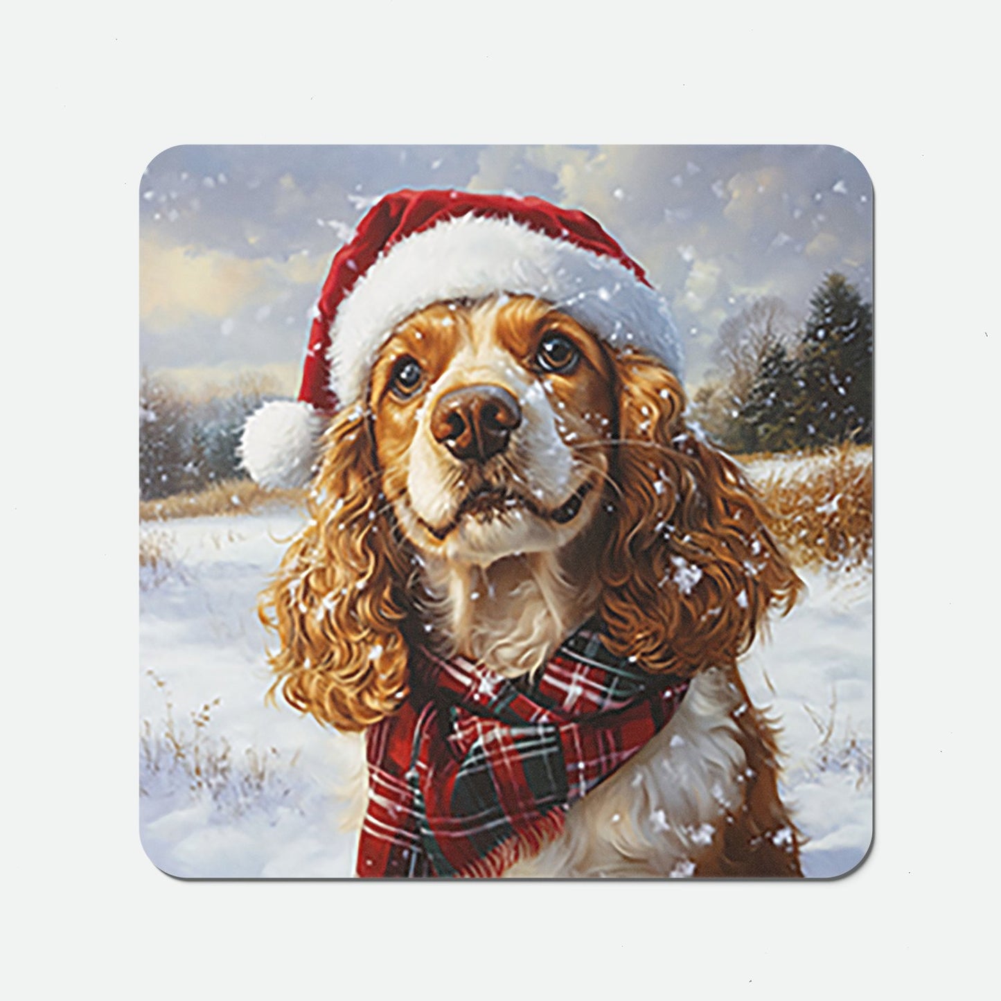 Snowy Christmas Cocker Spaniel Coasters
