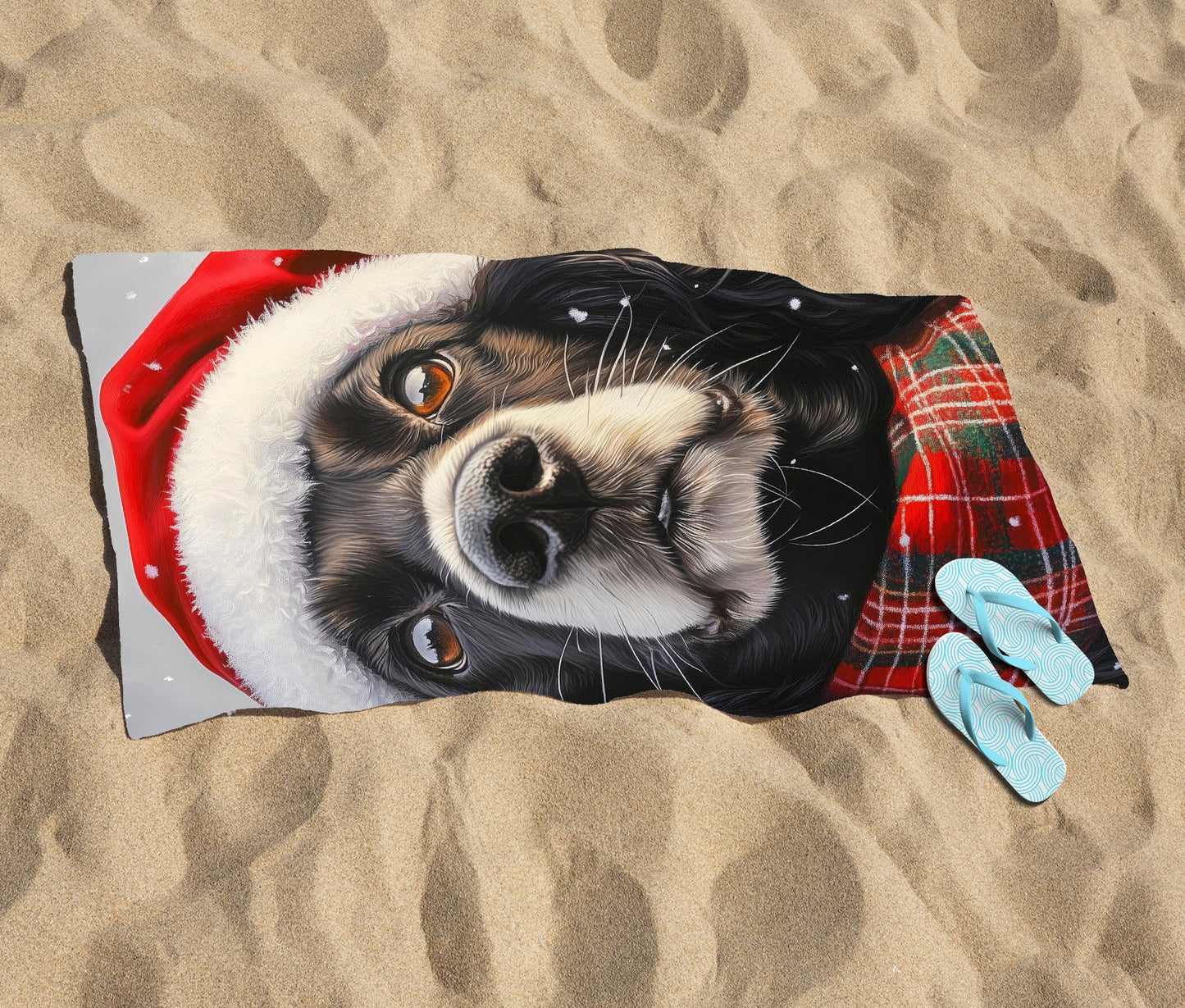 Christmas Cocker Spaniel Beach Towel