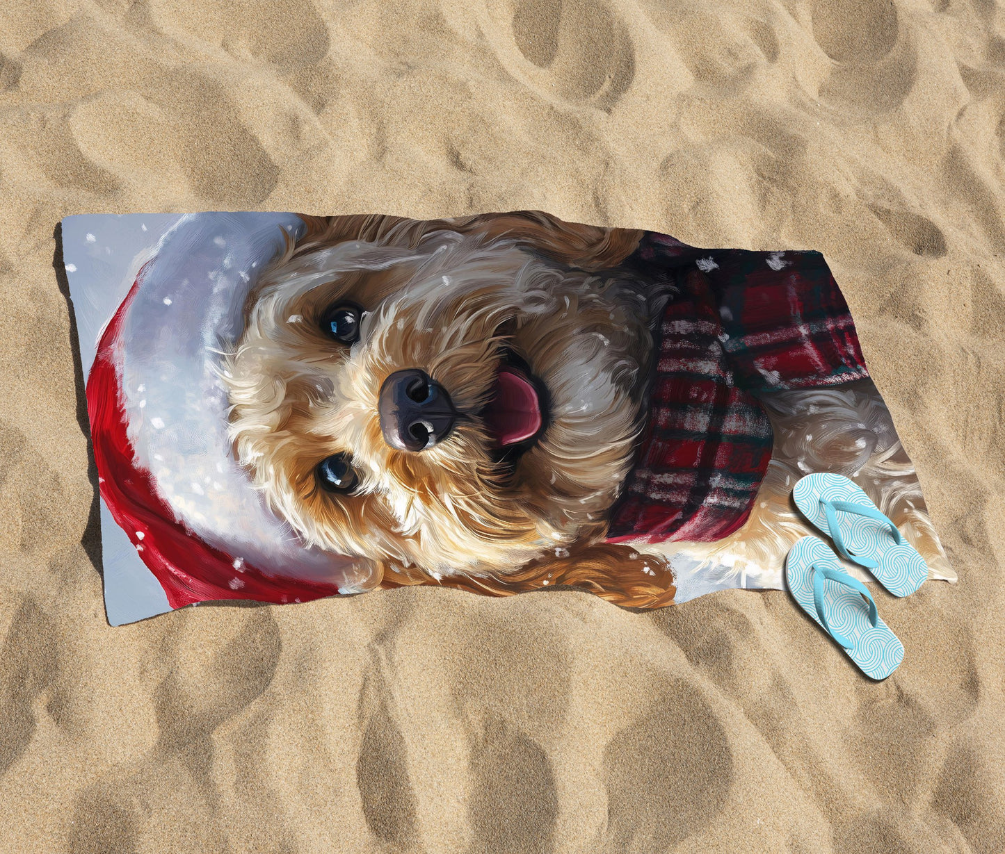 Christmas Cockapoo Beach Towel