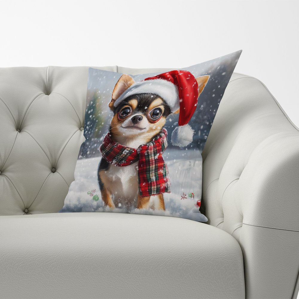 Snowy Christmas Chihuahua Cushion