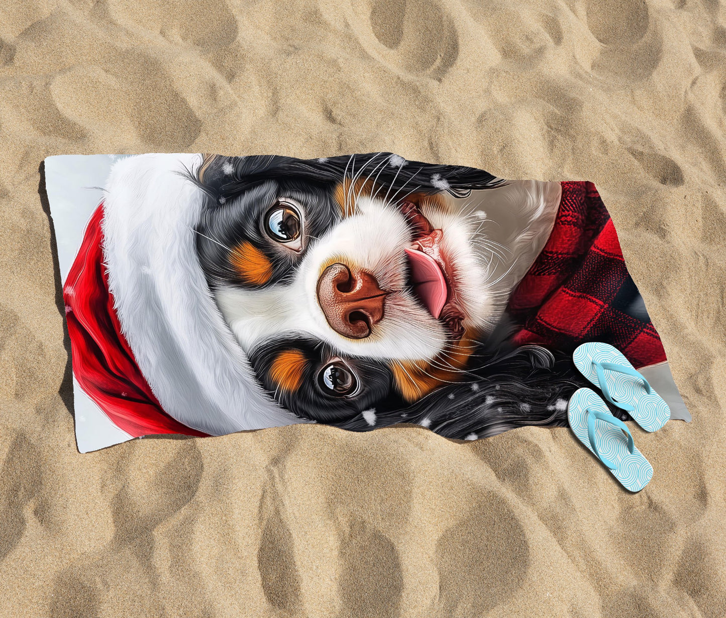 Christmas Cavalier King Charles Spaniel Beach Towel