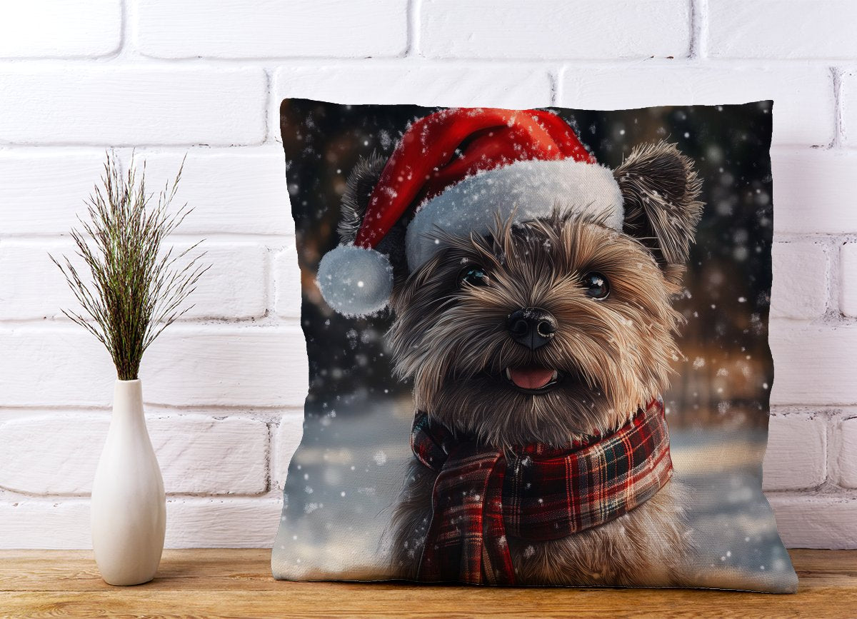 Snowy Christmas Cairn Terrier Cushion