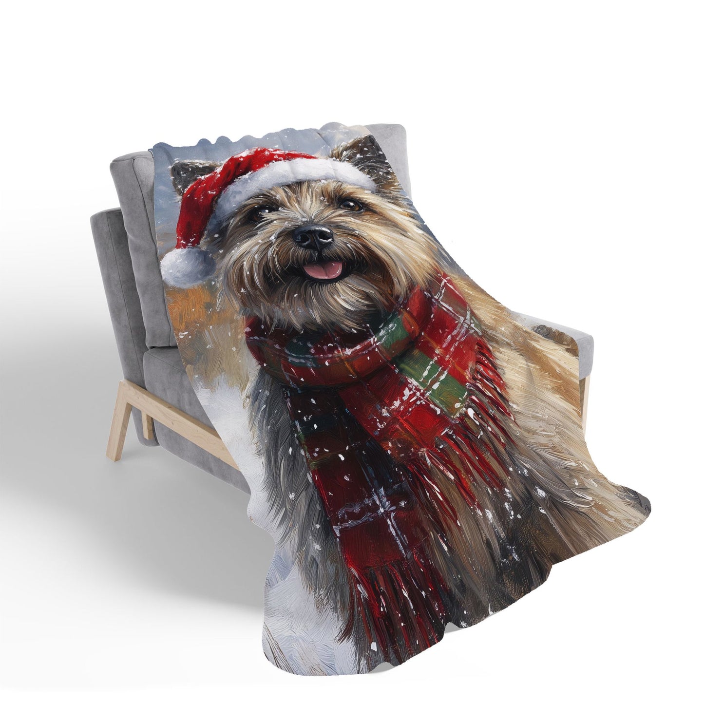 Christmas Cairn Terrier Sherpa Blanket