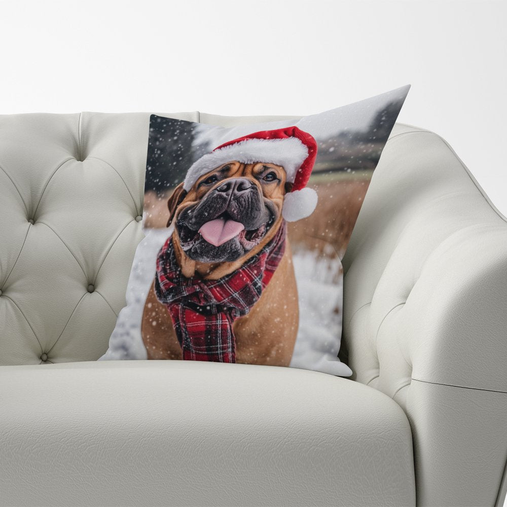Snowy Christmas Bullmastiff Cushion