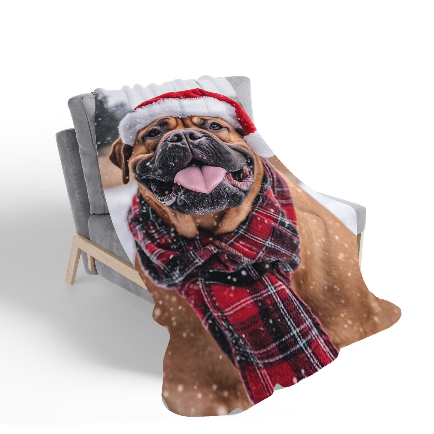 Snowy Christmas Bullmastiff Sherpa Blanket