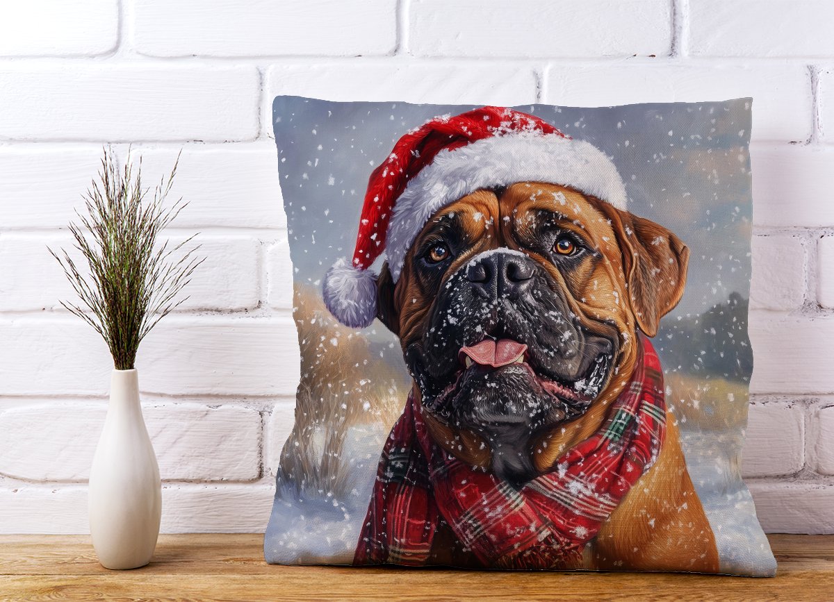 Christmas Bullmastiff Cushion