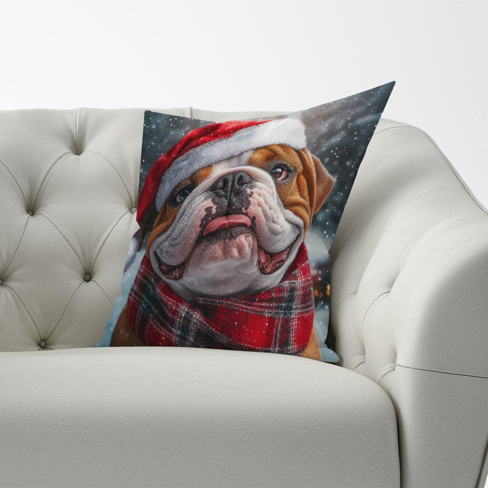 Snowy Christmas Bulldog Cushion