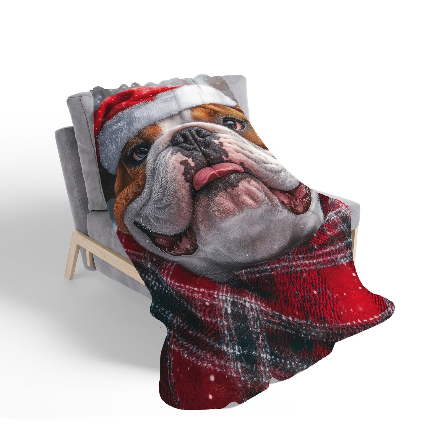 Snowy Christmas Bulldog Sherpa Blanket