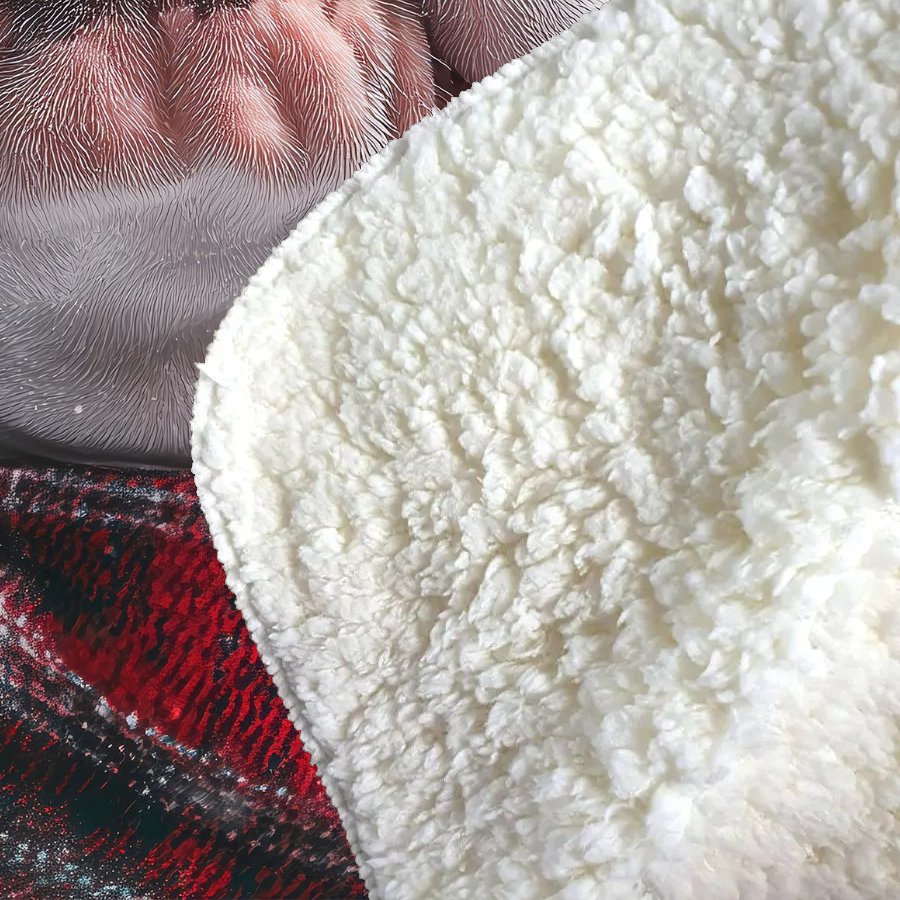 Snowy Christmas Bulldog Sherpa Blanket