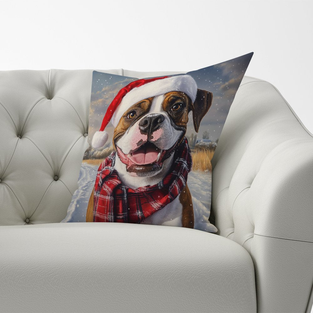 Snowy Christmas Boxer Dog Cushion