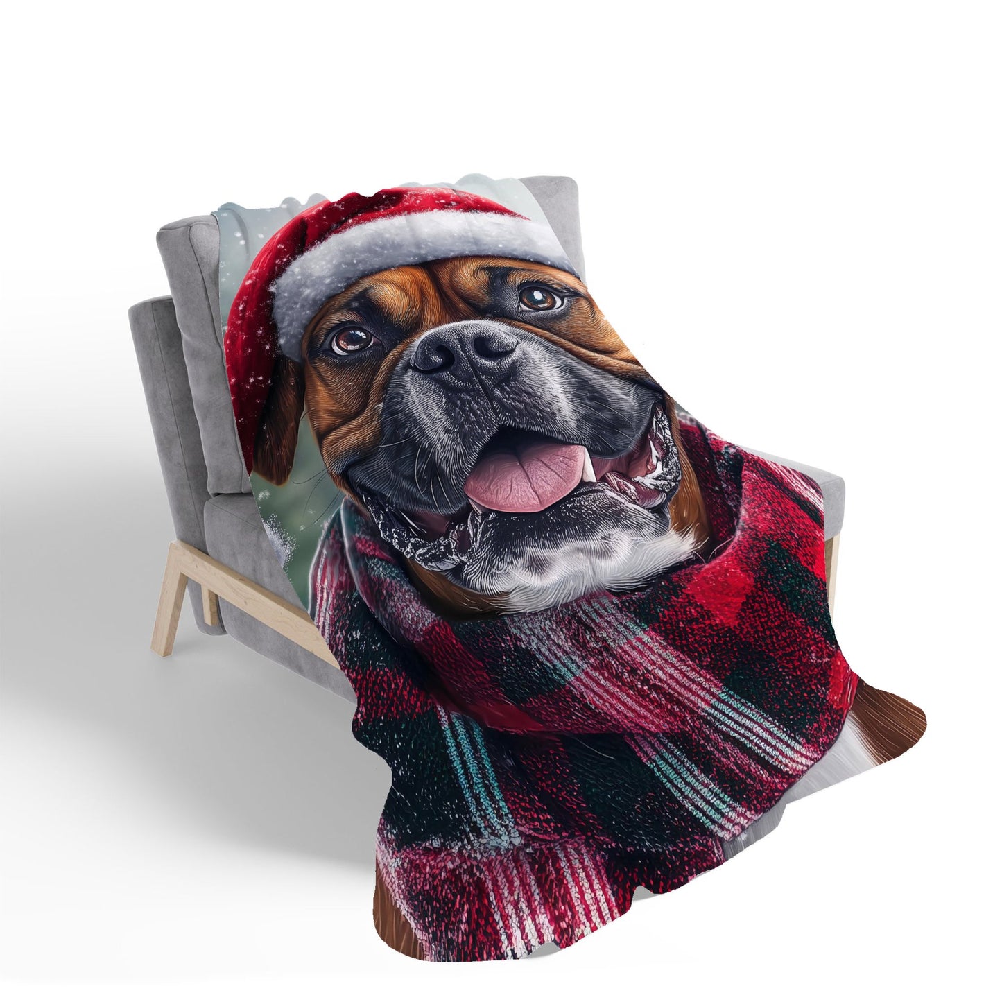 Christmas Boxer Dog Sherpa Blanket