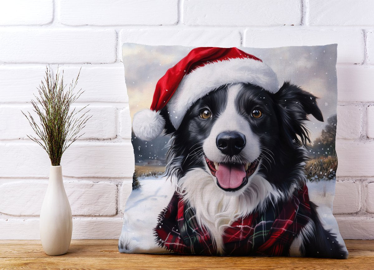 Christmas Border Collie Cushion