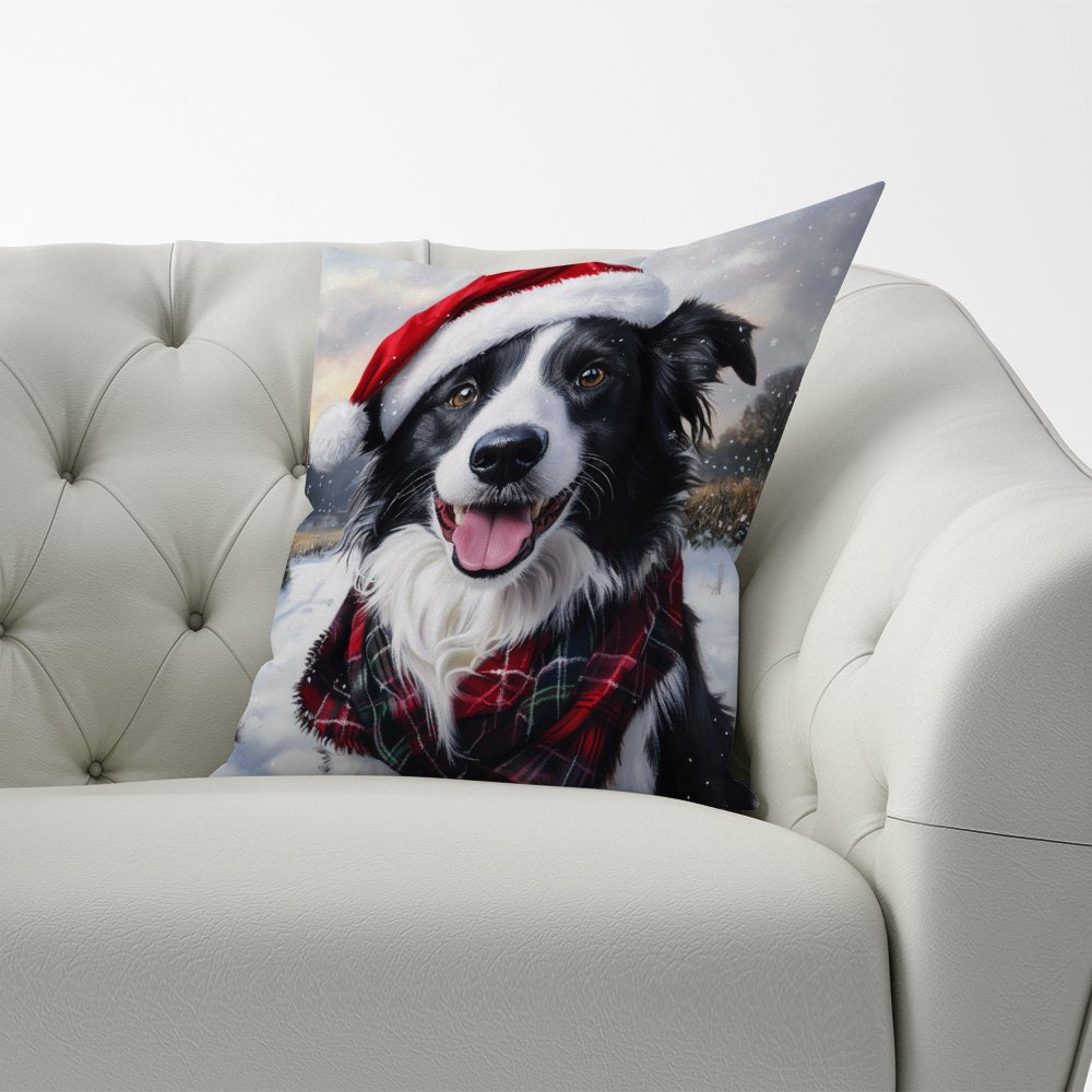 Christmas Border Collie Cushion