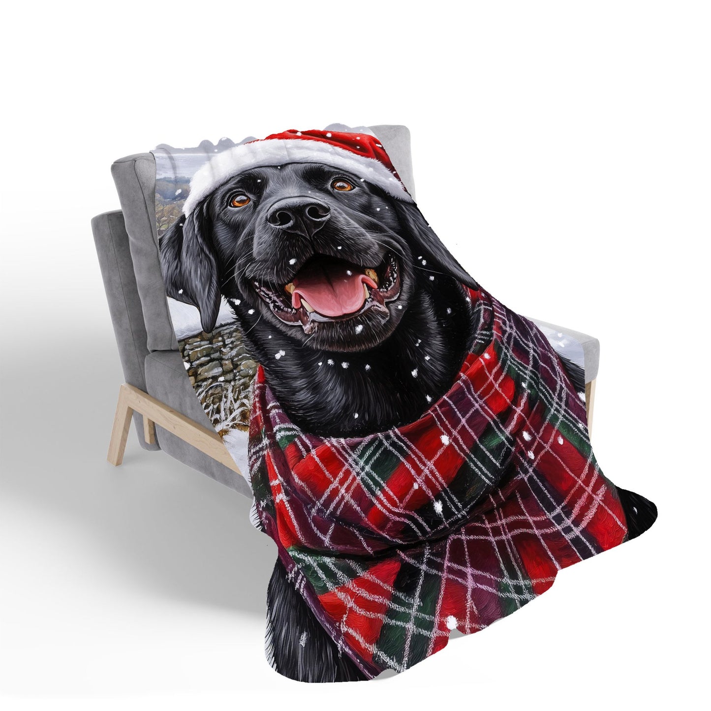 Christmas Black Labrador Sherpa Blanket