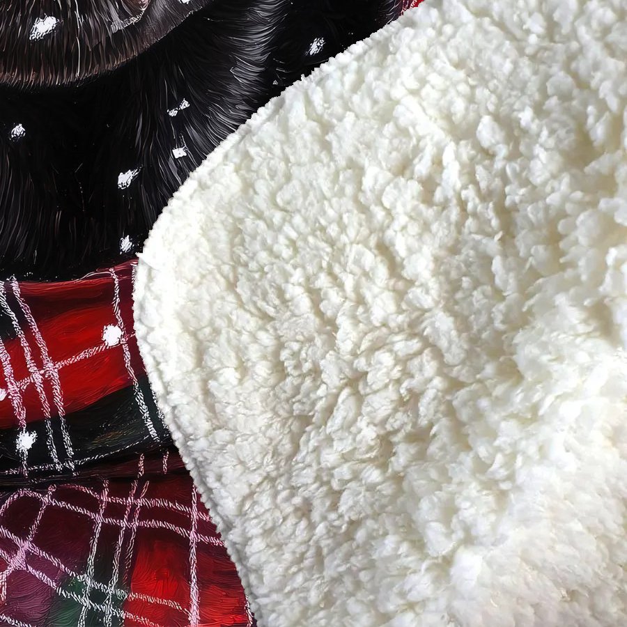Christmas Black Labrador Sherpa Blanket