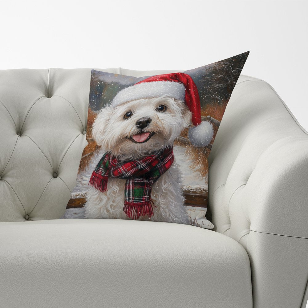 Snowy Christmas Bischon Frise Cushion