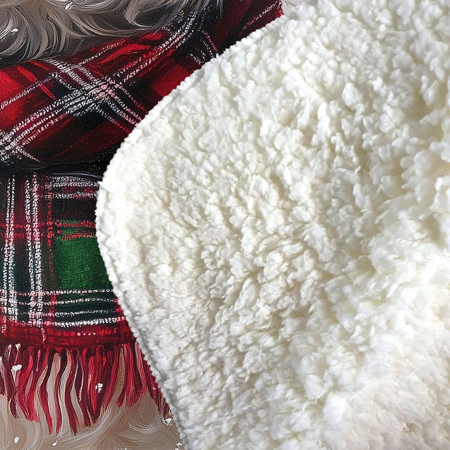 Snowy Christmas Bischon Frise Sherpa Blanket