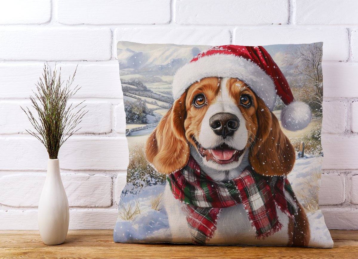 Christmas Bassett Hound Cushion