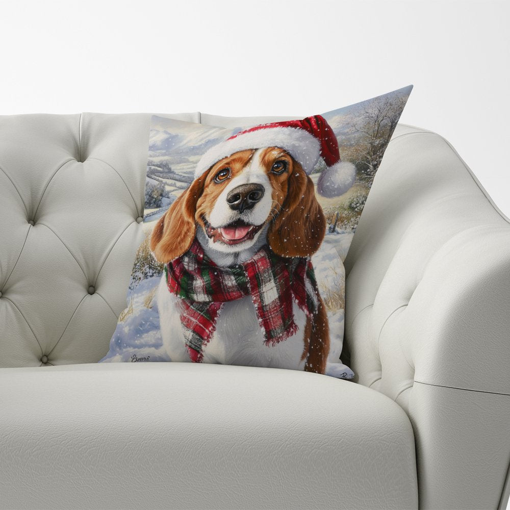 Christmas Bassett Hound Cushion