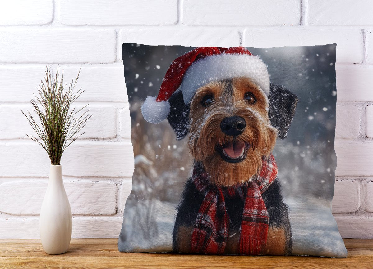 Christmas Airedale Terrier Cushion