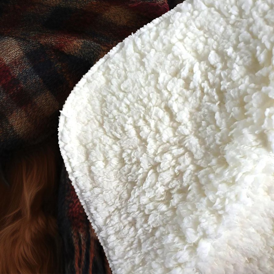 Highland Cow Wearing Scarf Sherpa Blanket